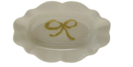 Stoneware Dish With Bow