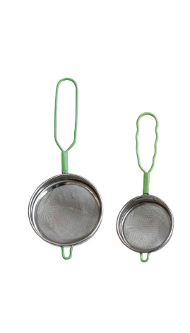 Stainless Steel Strainers w/ Enameled Handle Set of 2