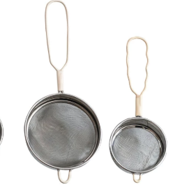 Stainless Steel Strainers w/ Enameled Handle Set of 2