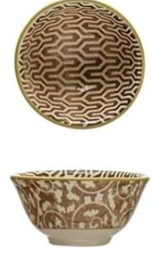 Stoneware Pinch Pot w/ Pattern, Multi Color, 4 Styles
