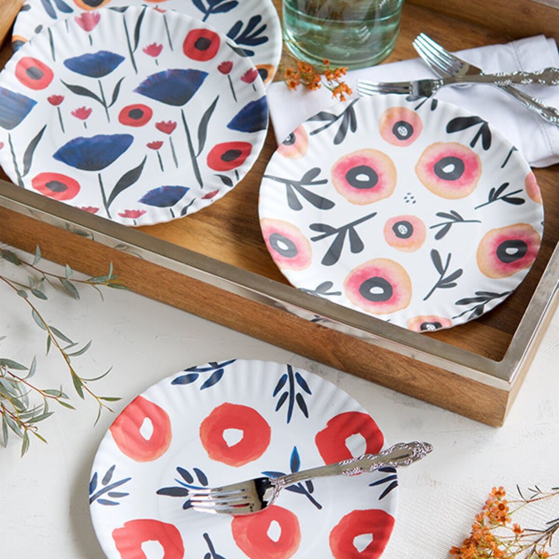 Poppy Plate 9" Melamine - Set of 4