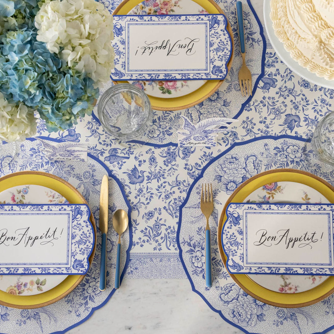 Hester & Cook Blue Regal Peacock Table Runner