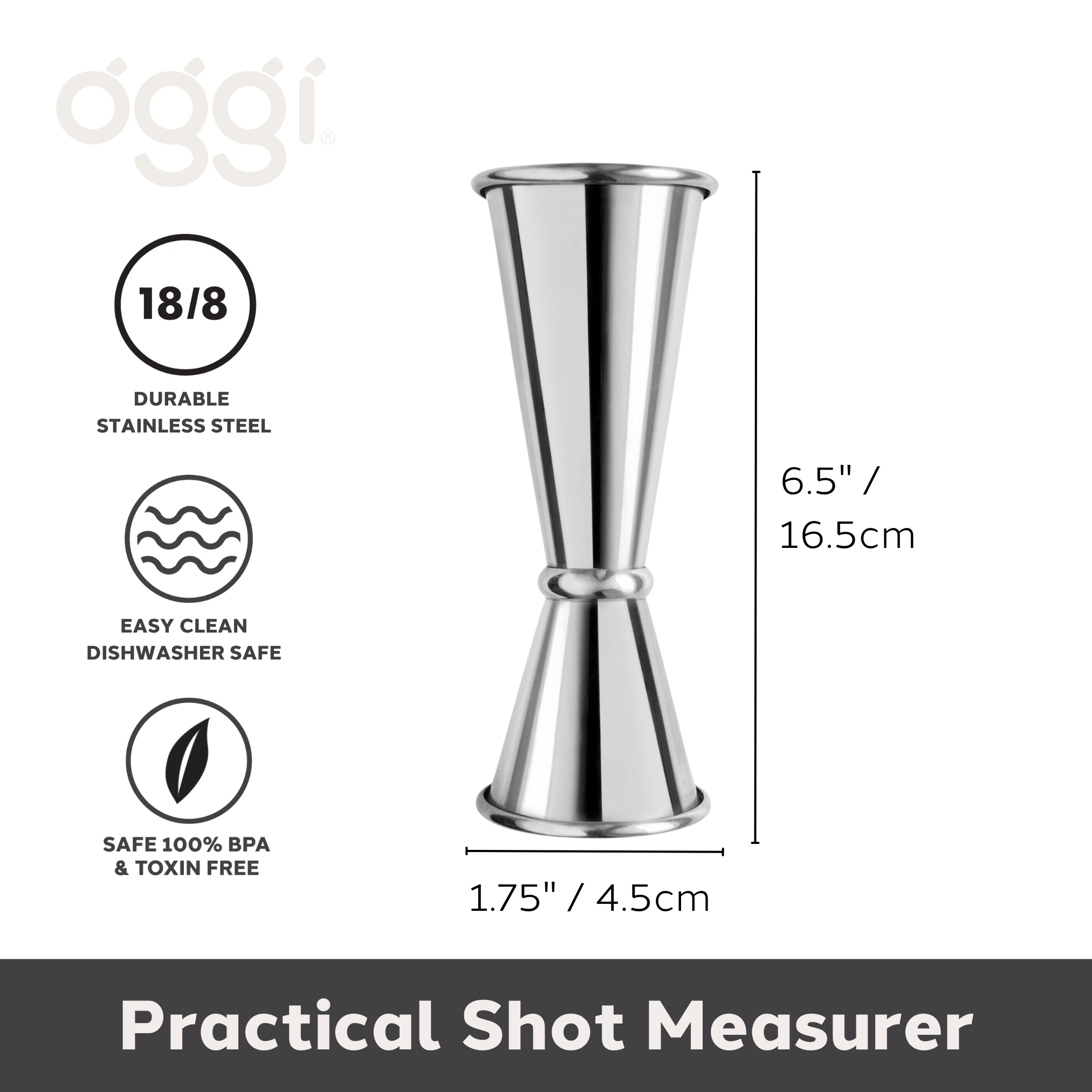 Japanese Style Jigger - 1oz/2oz, 30ml/60ml