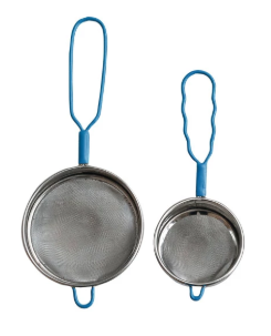 Stainless Steel Strainers w/ Enameled Handle Set of 2