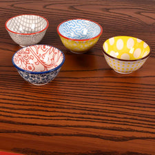 Stoneware Pinch Pot w/ Pattern, Multi Color, 4 Styles