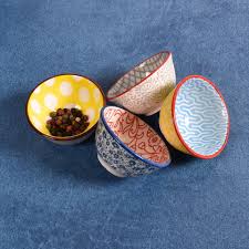 Stoneware Pinch Pot w/ Pattern, Multi Color, 4 Styles