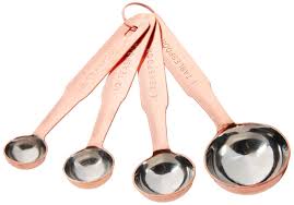 Set of 4 Stainless Steel Measuring Spoons in Copper Finish
