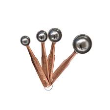 Set of 4 Stainless Steel Measuring Spoons in Copper Finish