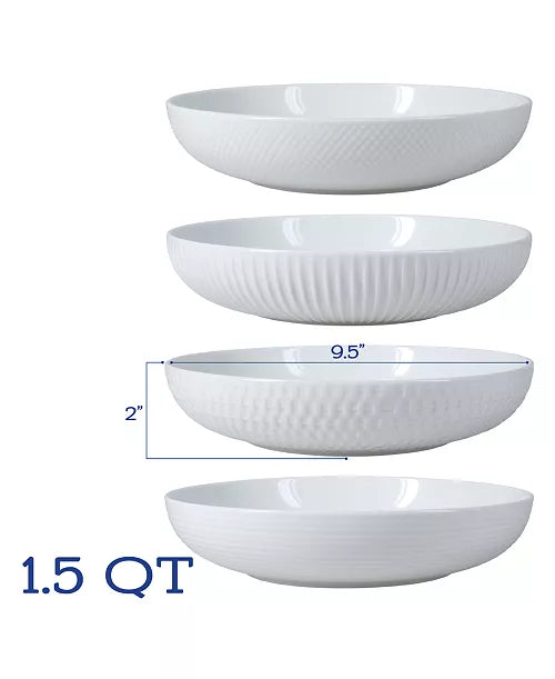 Textured Porcelain Dinner Bowls 48 oz