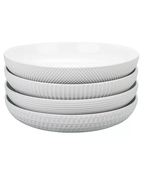 Textured Porcelain Dinner Bowls 48 oz