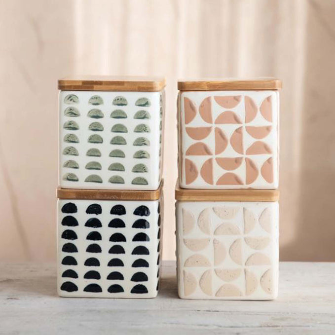Stoneware Canister with Wood Top