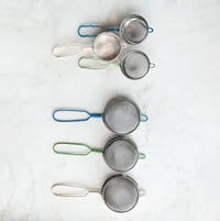 Stainless Steel Strainers w/ Enameled Handle Set of 2