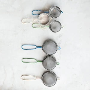 Stainless Steel Strainers w/ Enameled Handle Set of 2