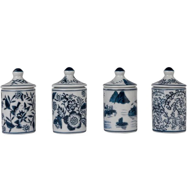 Stoneware Jar with Lid Floral Design